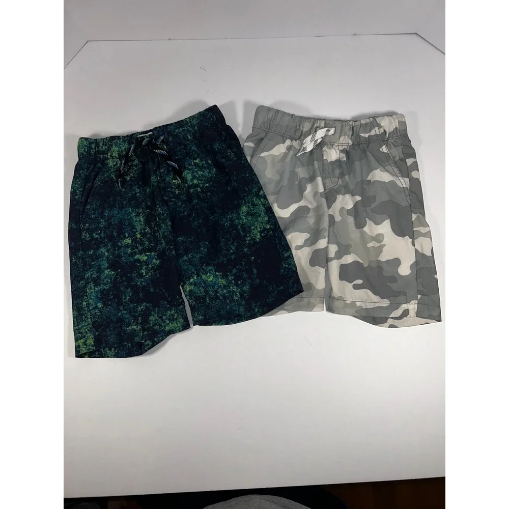 Old Navy Kids‎ Boys Size S (6-7) Pool to Play Shorts Camo & Green Lot of 2